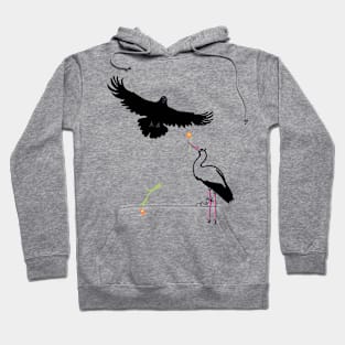 STORK FLIRTING WITH RAVEN Hoodie